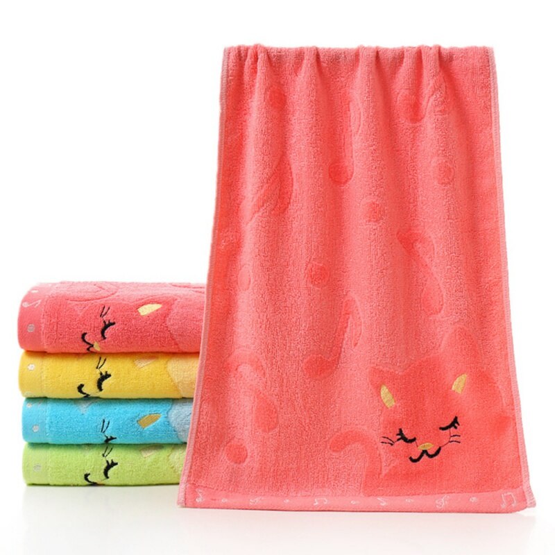 Musical Notes Small Towel Bamboo Fiber Music Cat Soft Towel Children's Jacquard Embroidered Wool Towel Baby Stuff: Pk