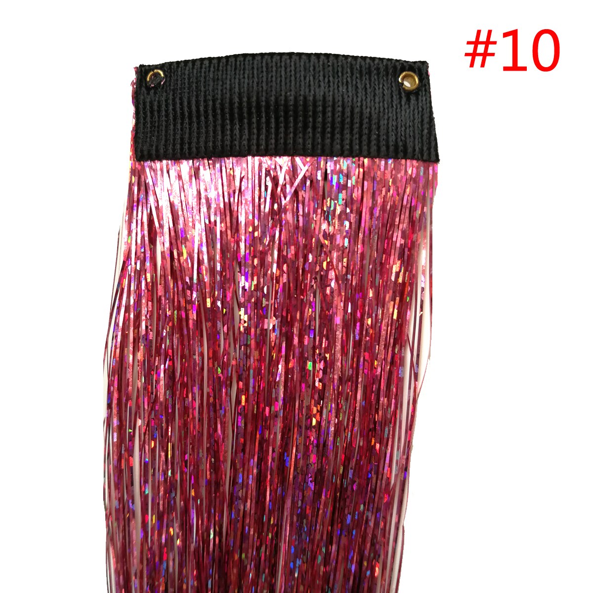 1pc fairy hair tinsel kit varmebestandig pack clip skinnende glitter hair extensions tilbehør til børn piger kvinder 13 farver 45cm: 1pc farve 10