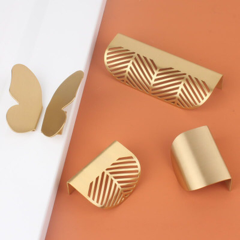 1Pc Messing Meubels Handgrepen Natuurlijke Verse Licht Luxe Gouden Vlinder Trekt Kledingkast Dressoir Kast Kast Lade Knoppen