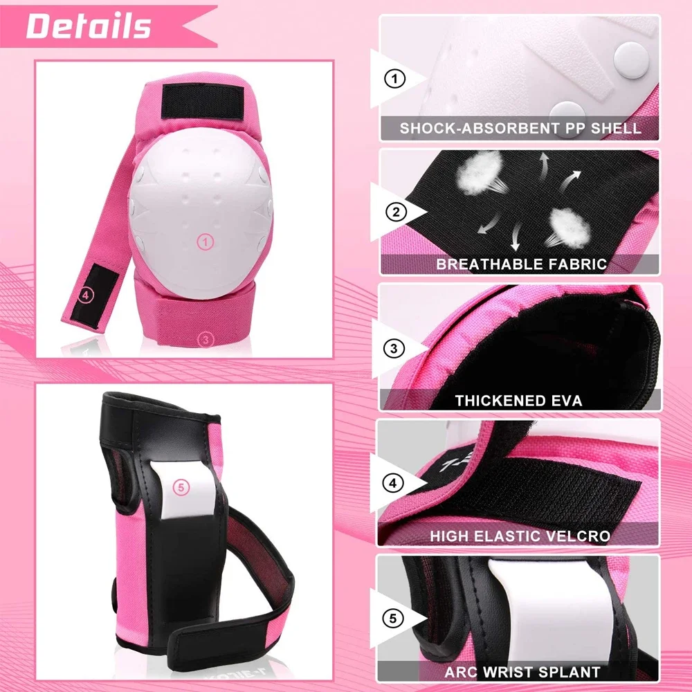 Rodilleras coderas protectores de muñeca para adultos/jóvenes, juego de equipo de protección para monopatín ciclismo bicicleta BMX bicicleta Scootering