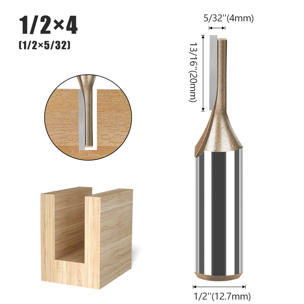 Broca recta de carburo de tungsteno, enrutador de doble flauta única, cortador de fresado de madera para herramienta de carpintería, diámetro de 3-25mm, vástago de 1/2 pulgadas: 34mm
