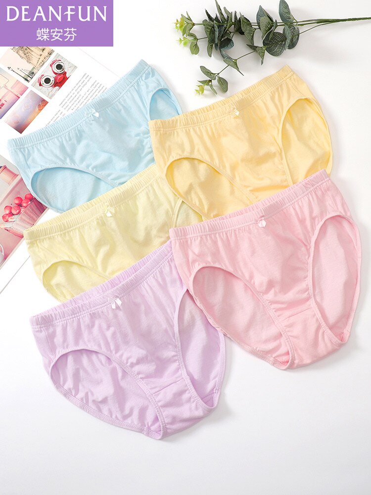 3Pcs/Pack Women Underwear 100% Cotton Pure Cotton Breathable High Waist Triangle Loose Solid Girl Bow Woman Underwear Big Size