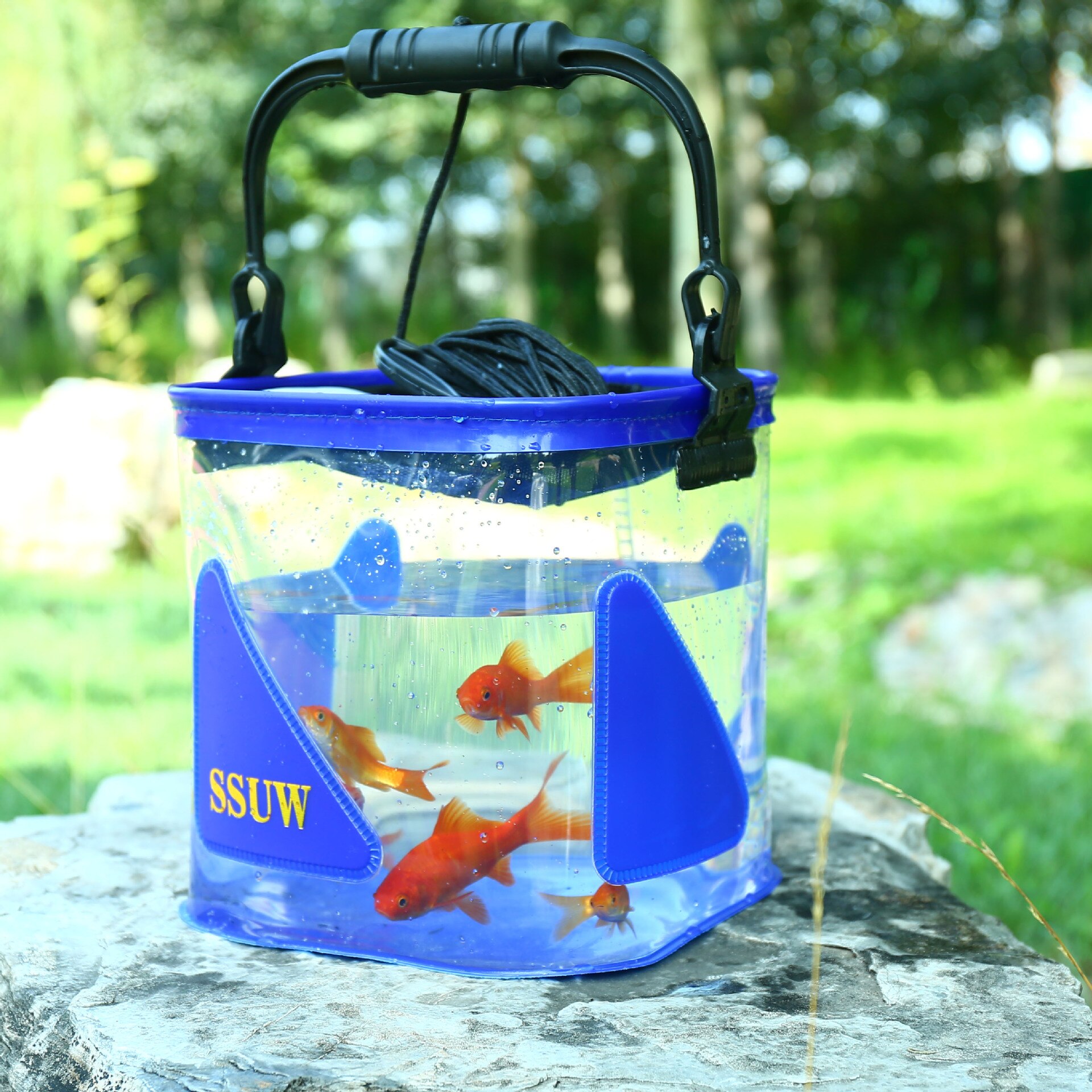 Transparent Fishing Bucket Foldable Fish Bucket Multi-Functional EVA Fishing Bag for Outdoor Live Fish Lures Bucket tackle bag