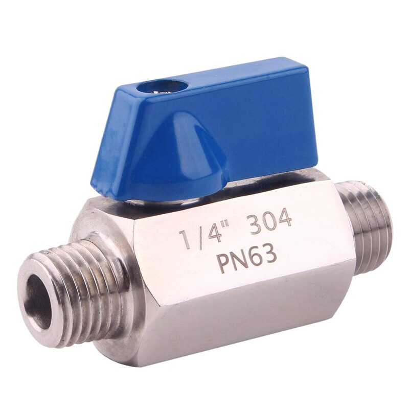 Válvula de bola de acero inoxidable-1/4 pulgadas NPT rosca macho pequeña Mini válvula de bola (1/4 pulgadas macho y macho)