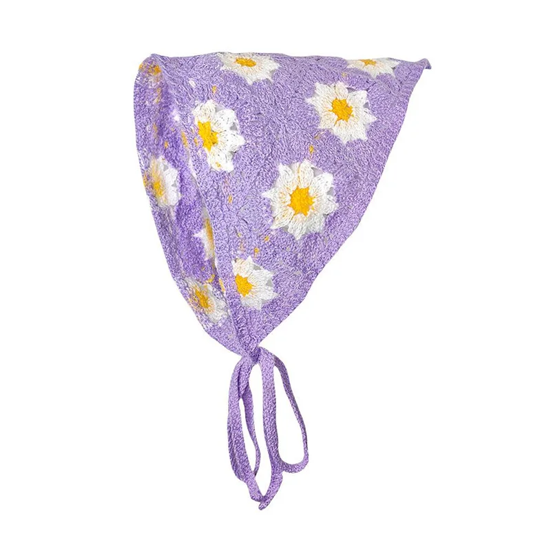 Blanc tissé dentelle florale cheveux écharpe enveloppes femmes rétro Triangle foulard chapeau voyage dentelle cheveux écharpe bandeau cheveux accessoires: Bleu