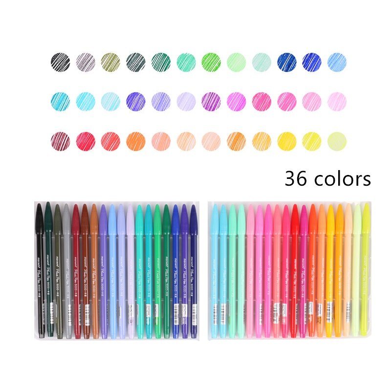 Monami gel pen sæt 12 24 36 vandfarve mikron fiber penne skrivning tegning skitsepapir kontor skole skoleartikler  a6261: 36 farvesæt