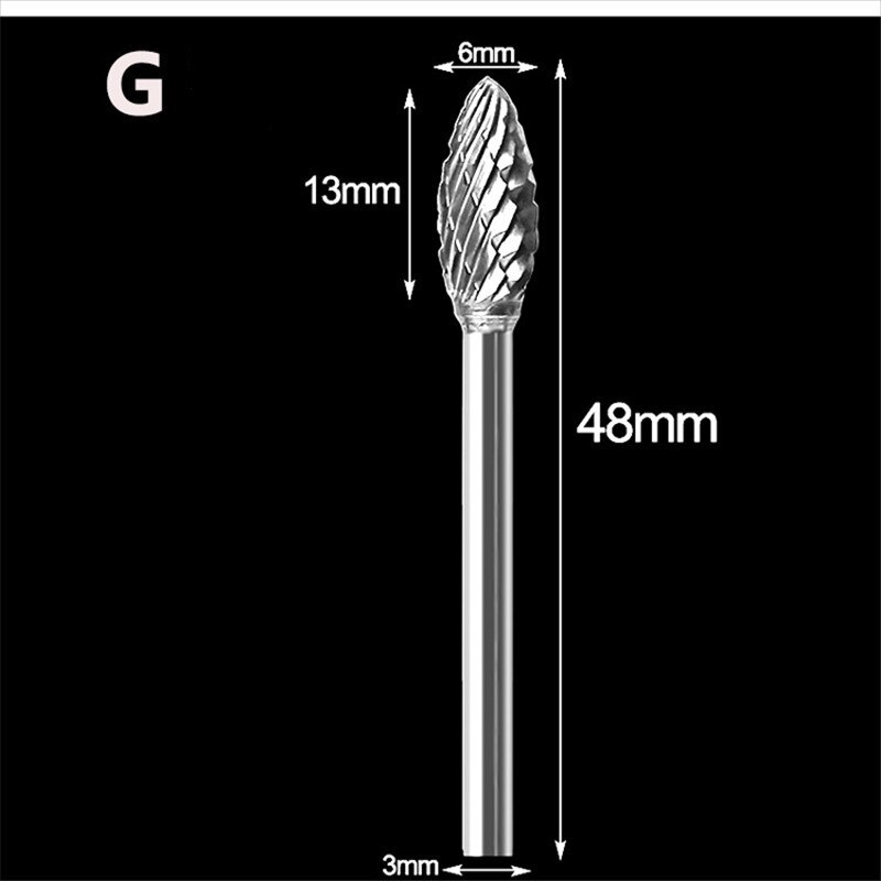 3x6mm Tungsten Steel Carbide Burr Cutter Rotary Tool Burr Double Diamond Cut Rotary Polishing Tools: G