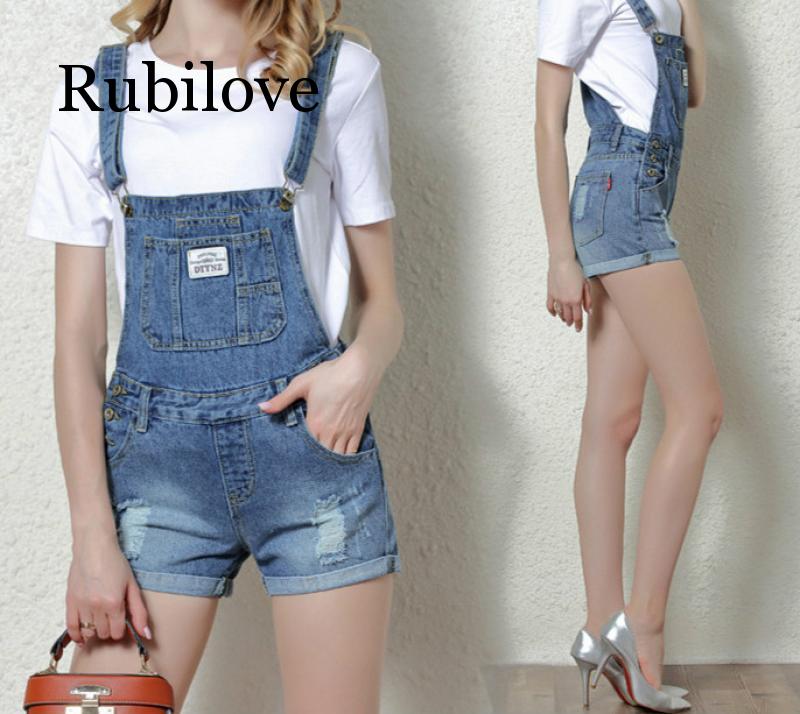Slynge kort denim jumpsuit bukser til kvinder sommer jeans overalls afslappede shorts playsuit slanke dungarees femme