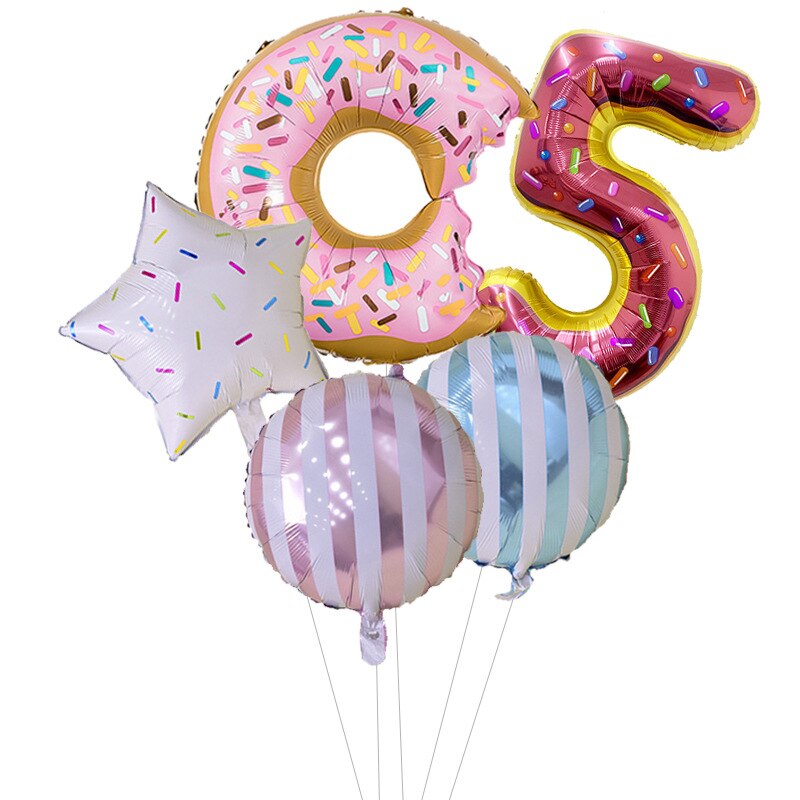 Cartoon Color Dessert Circle Aluminum Film Birthday Decorative Balloon Digital Air Balloon Set Party Decorative Birthday Balloon: 6