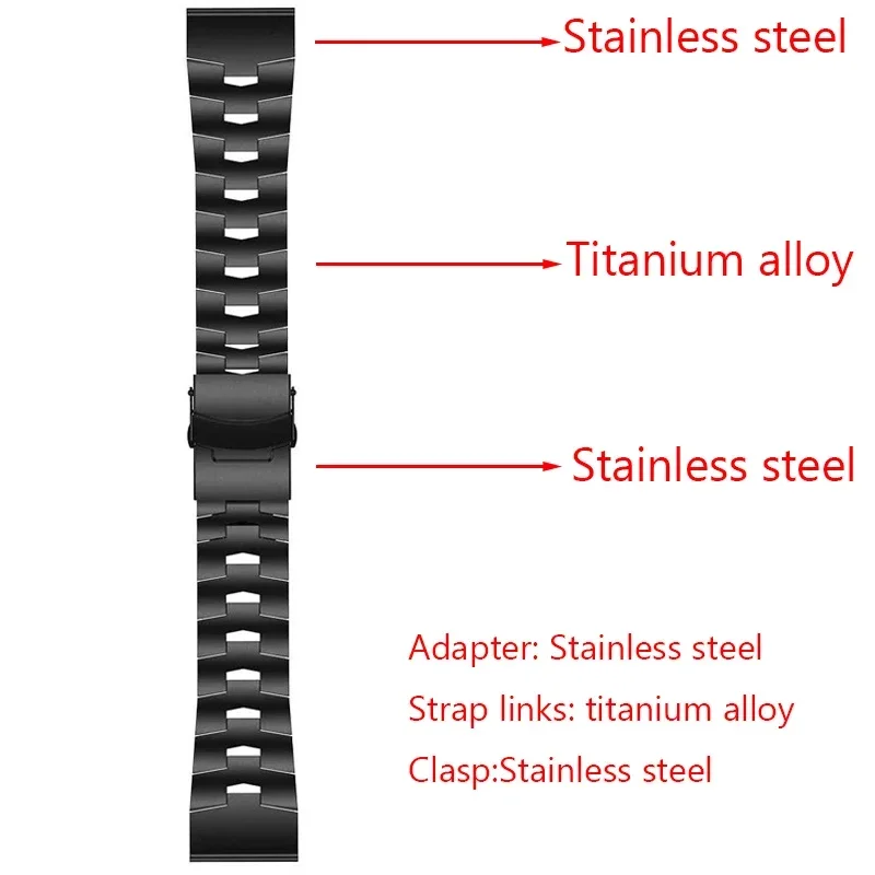 Cinturino in titanio da 22mm 26mm per cinturino per orologio Garmin Fenix 7X 7/6 6x pro 5x più bracciale in metallo in lega di titanio a sgancio rapido per Gamin