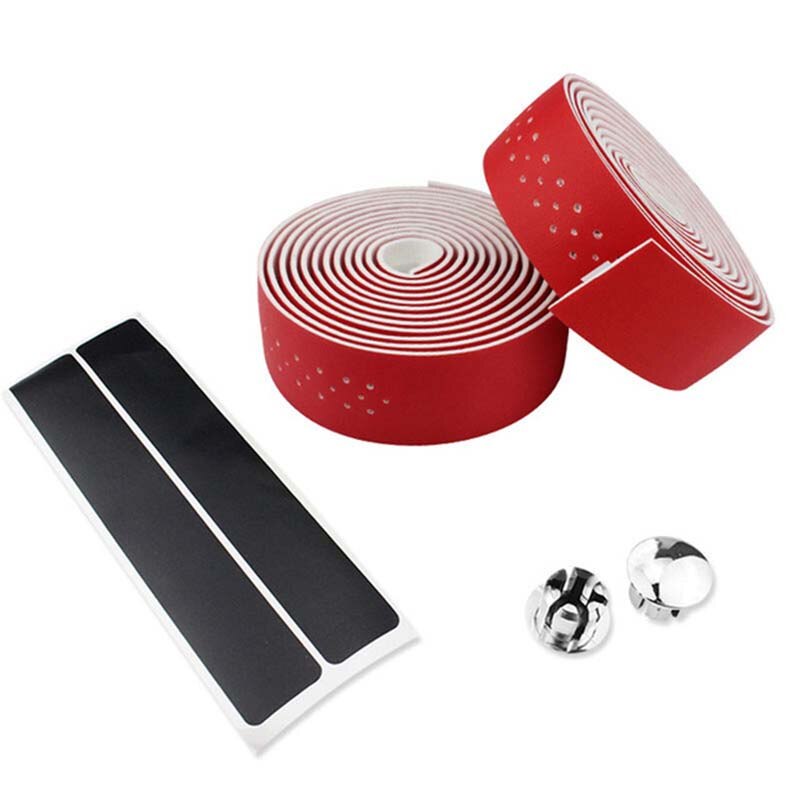Bicycle Handlebar Tape MTB Road Bike PU Leather Perforated Belt Breathable Bike Handle Bar Wrap Straps Fixed Gear Belt BC0143: Red