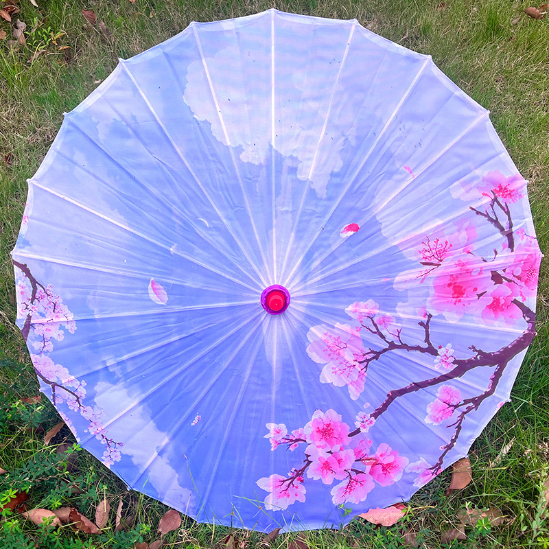 Chinese Silk Umbrella Hanfu Waterproof Oil Paper Umbrella for Wedding Photograph Prop Dance Decorative Costume Parasol: Orange