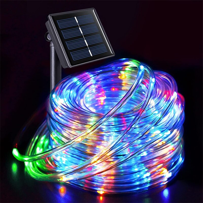 Led Solar Tube Lamps Fairy Neon Tube String Lights 7/12/22M For Year Christmas Street Solar Garden Outdoor Decoration IP65: Multicolor / 12M 100LEDs
