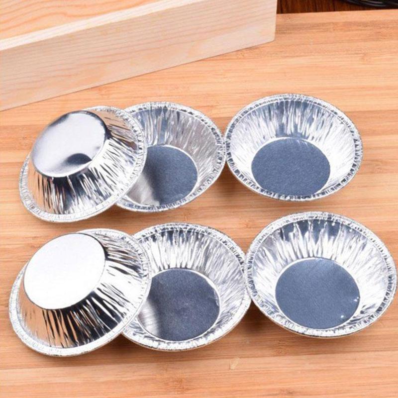 100 st äggpannformar i aluminiumfolie minikanna paj engångsform tårta muffinsplattformar koppar runda behållare baka b b  t6 c 2