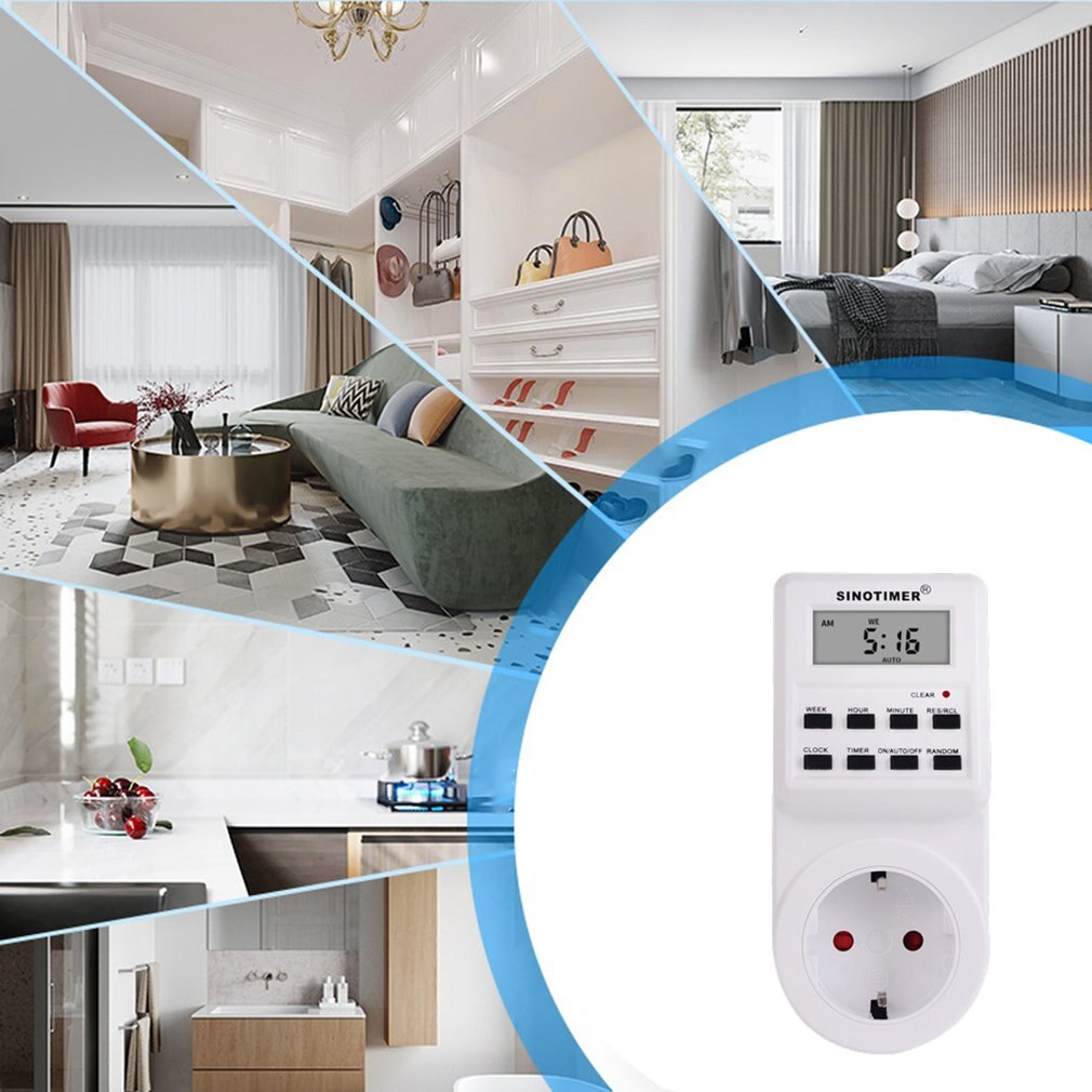 TM516 EU UK US Plug Digital Weekly Programmable Electrical Wall Plug-in Power Socket Timer Switch Outlet Time Clock 220V 110V AC