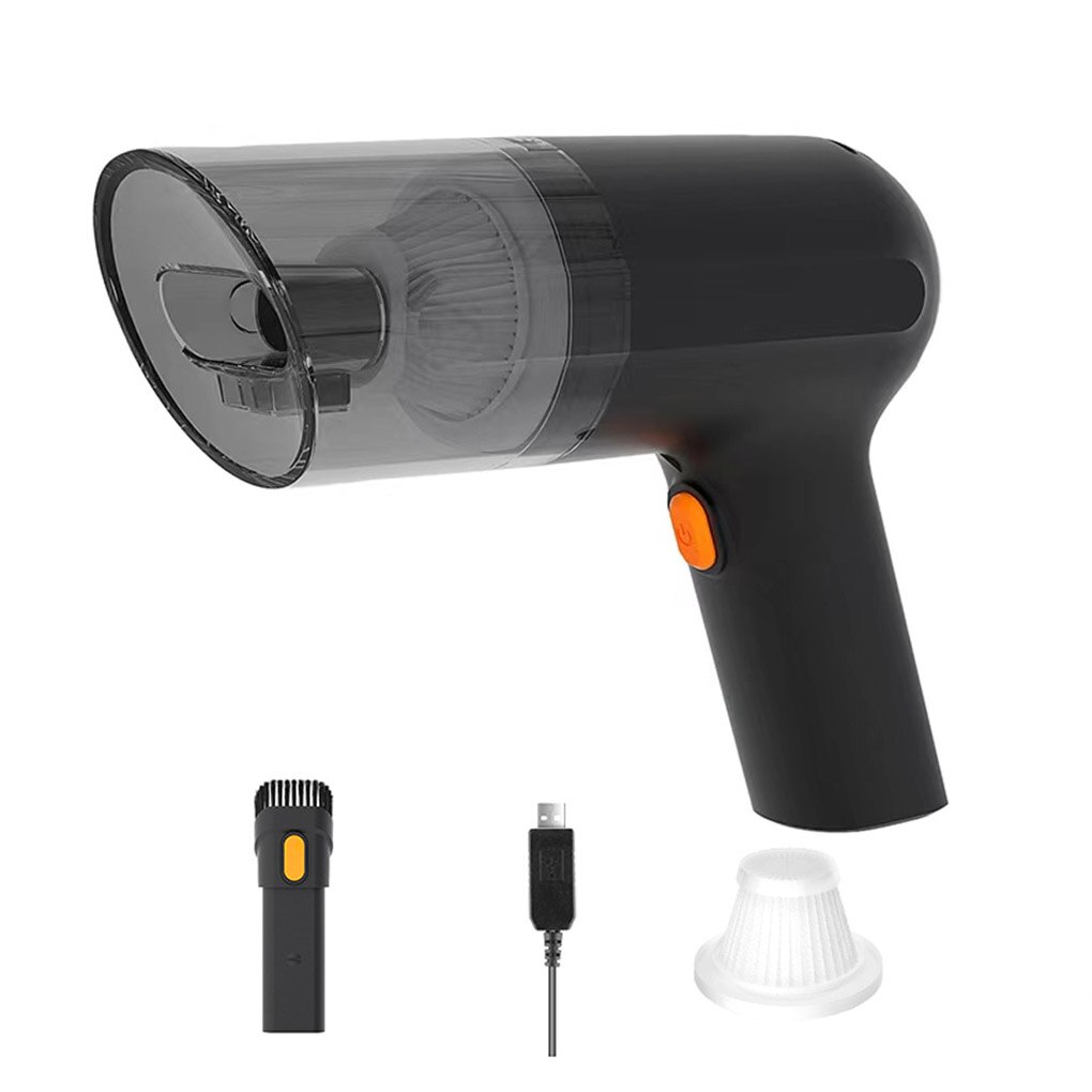 Car Interior Vacuum Cleaning Machine Portable Rechargeable Dust Collector Carpet Device Office Supplies Orange: Black