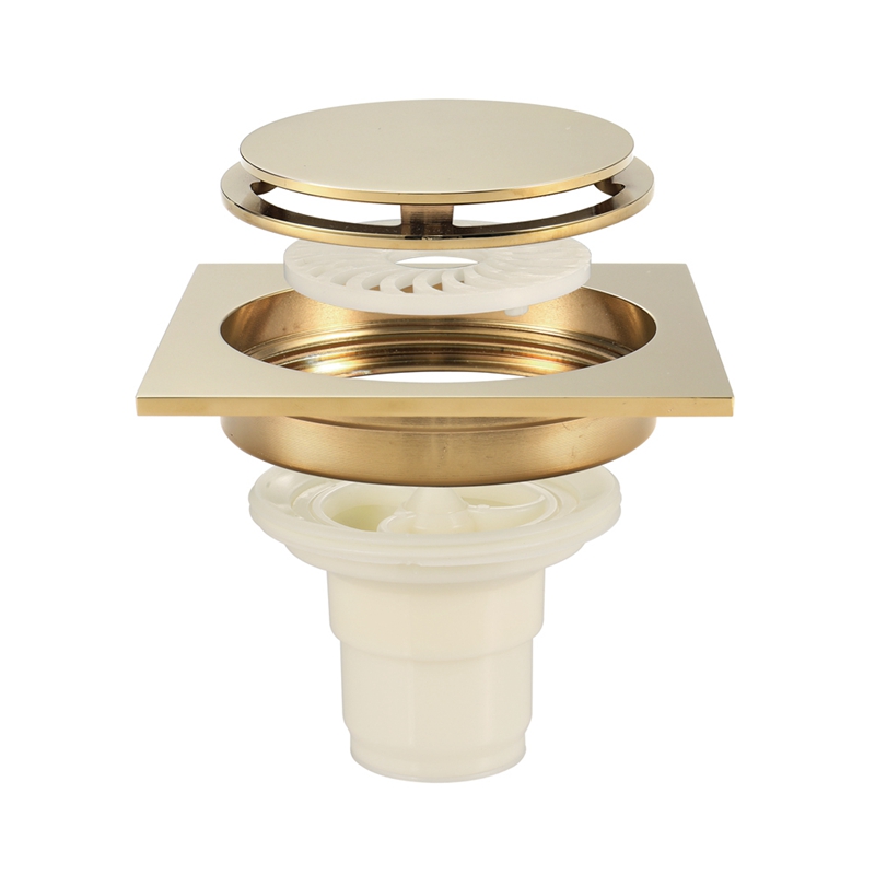 Luxury Solid Brass Floor Drain Square Anti-Odor Floor Drain Bathroom Kitchen Balcony Bathtub Drain Shower Drain Shower Room Drai: Gold