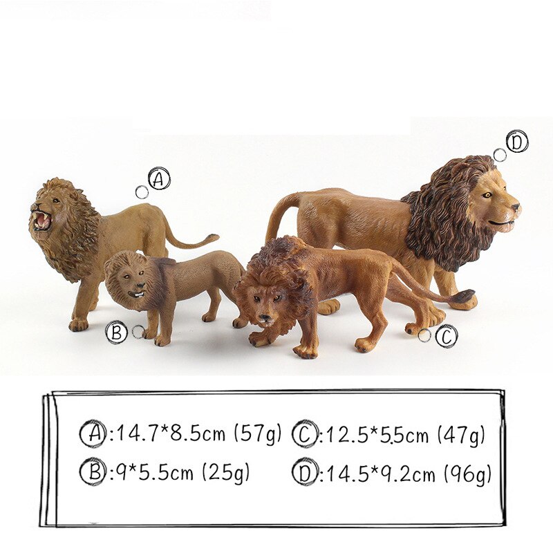 YUC Animal Toy Zoo Set Simulation Figurines Model Wild Lion Tiger Wolf Action Figure Farm Poultry Horse Cow Pig Educational: Lion