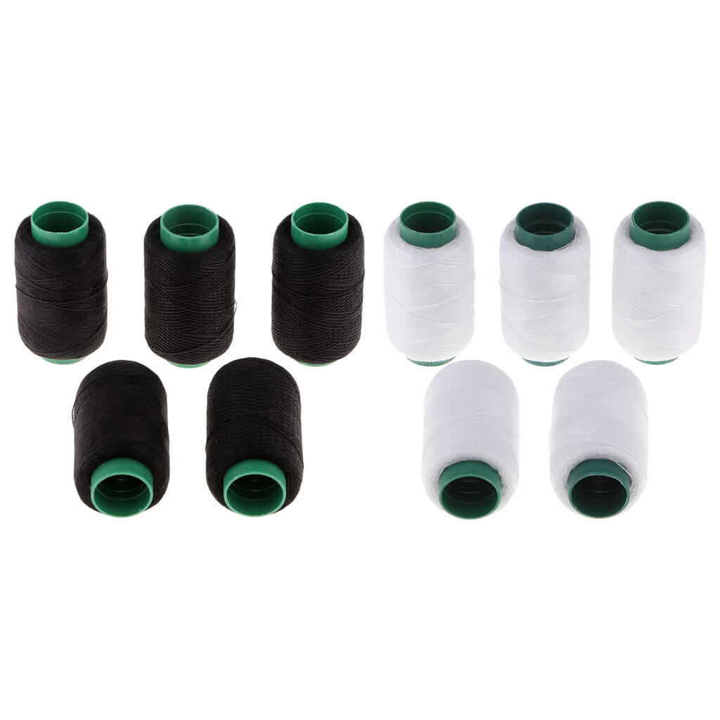 Carretes de costura a mano, hilo de punto de cruz, blanco y negro, 10 unidades