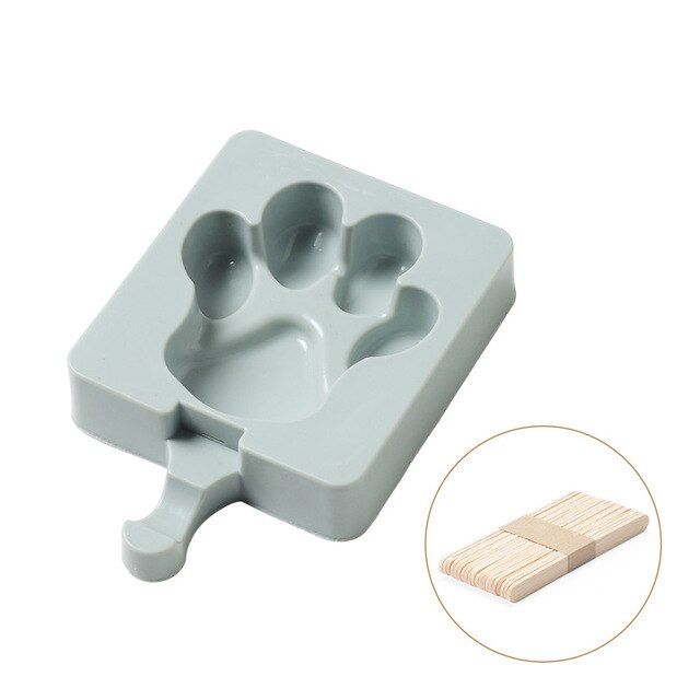Ice Cream Popsicle Molds Cartoon Ice Silicone Frozen Storage Silicone Thick material DIY Molds Ice Cube Moulds Ice Cream Makers: 8 Cat claw gray