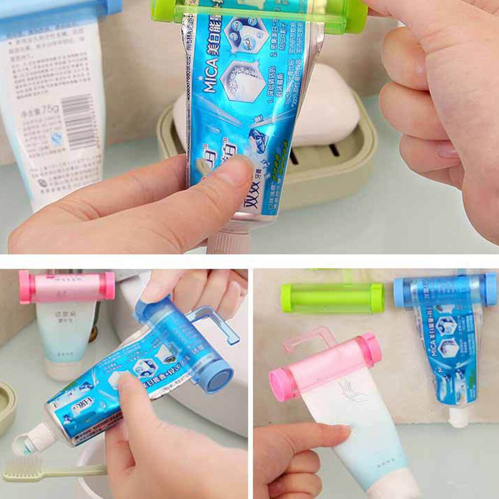 Multi-Function Sucker Toothpaste Squeezer Wall-Mounted Plastic Rolling Tube Manual Squeezer Facial Cleanser Toothpaste Dispenser