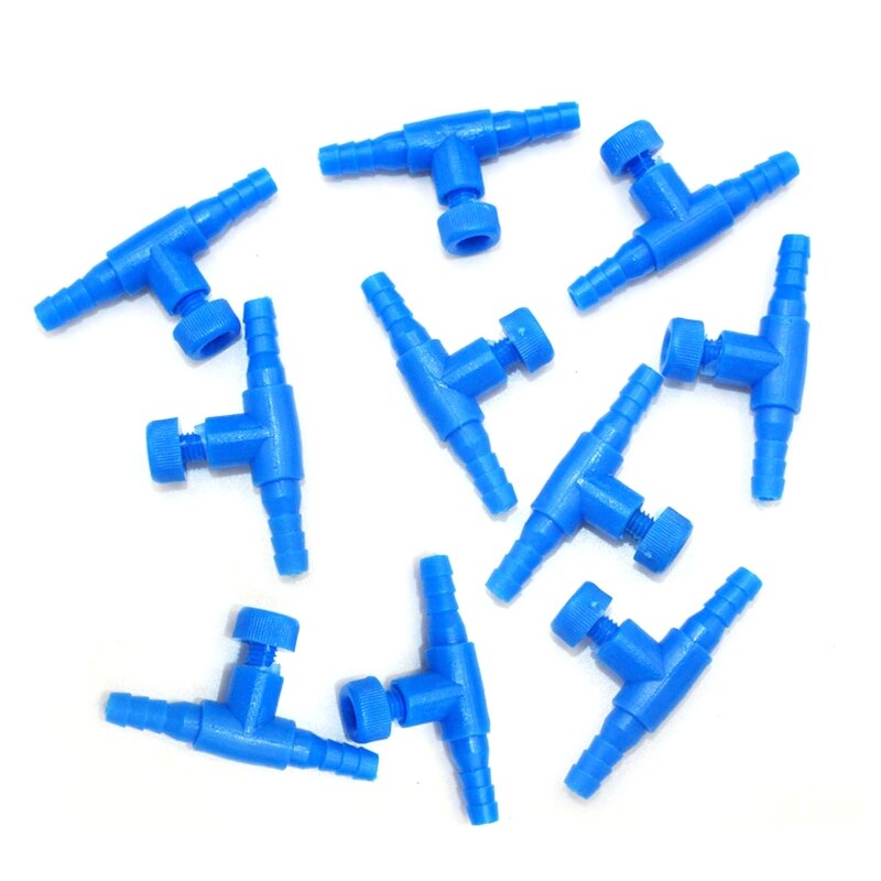 10 Pcs T-Shaped Aquarium Air Pump Control Valve Tee Connector Aeration Pump Q0KA: Blue