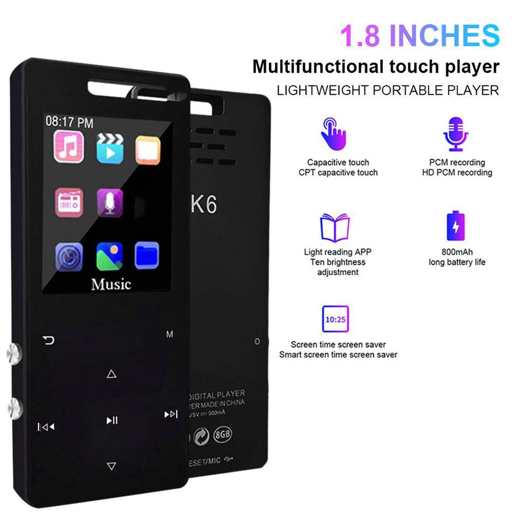 MP3 MP4 Music Player - Lossless Sound - TXT E-book FM Recorder - TF Card - 1.8-inch Video Player