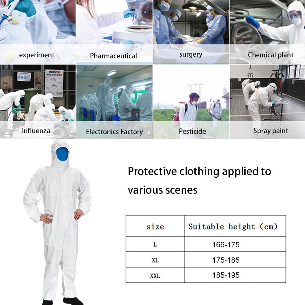 Disposable Coverall Protection Gown with Hood Waterproof Protective Clothing for Men Women Outdoors Indoors Anti-Static
