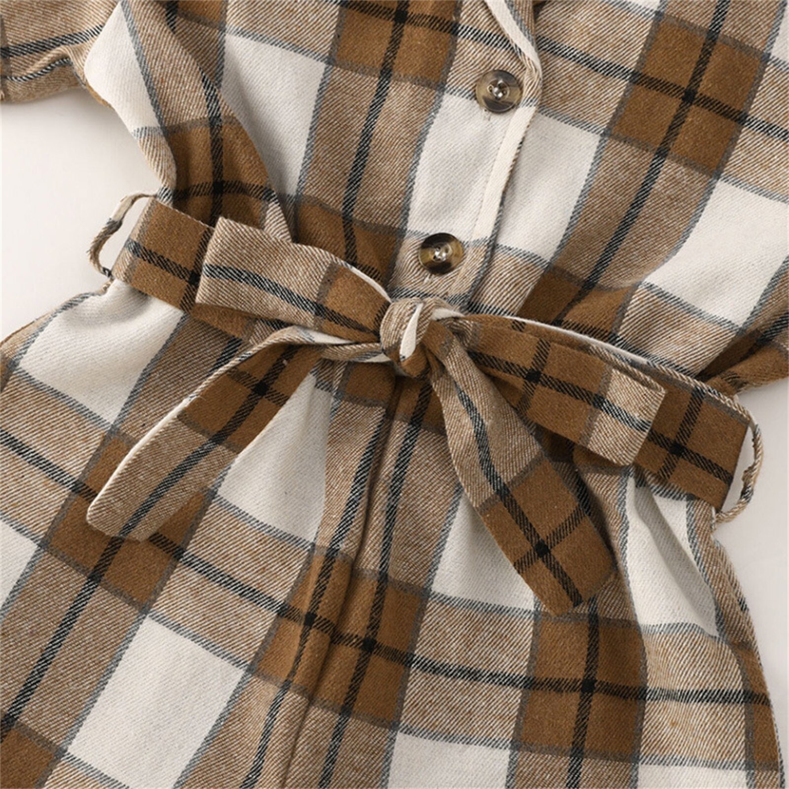 2-6Years Baby Meisje Romper, Korte Mouw Revers Hals Plaid Print Patchwork Peuters Shorts Jumpsuit