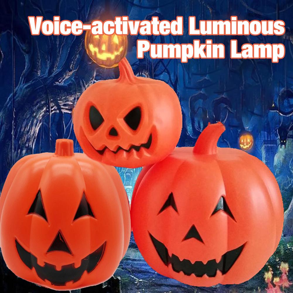 Halloween Kürbis Licht Intelligente Stimme-aktiviert Leuchtenden Kürbis Laterne Lampe Halloween Party Dekoration Ornamente Requisiten
