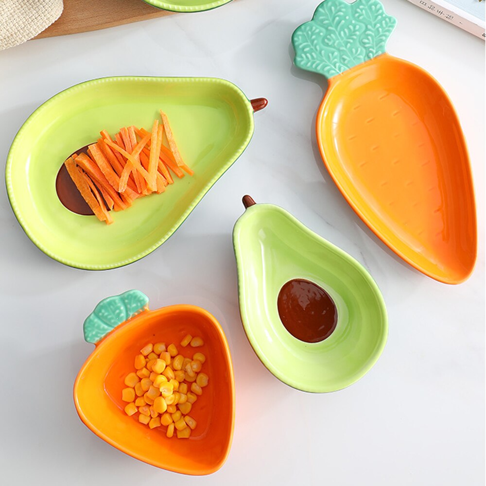 Avocado Plate Cute Ceramic Tableware Household Dishs Snack Plate Avocado Bowl Salad Fruit Plate Dinnerware Sets