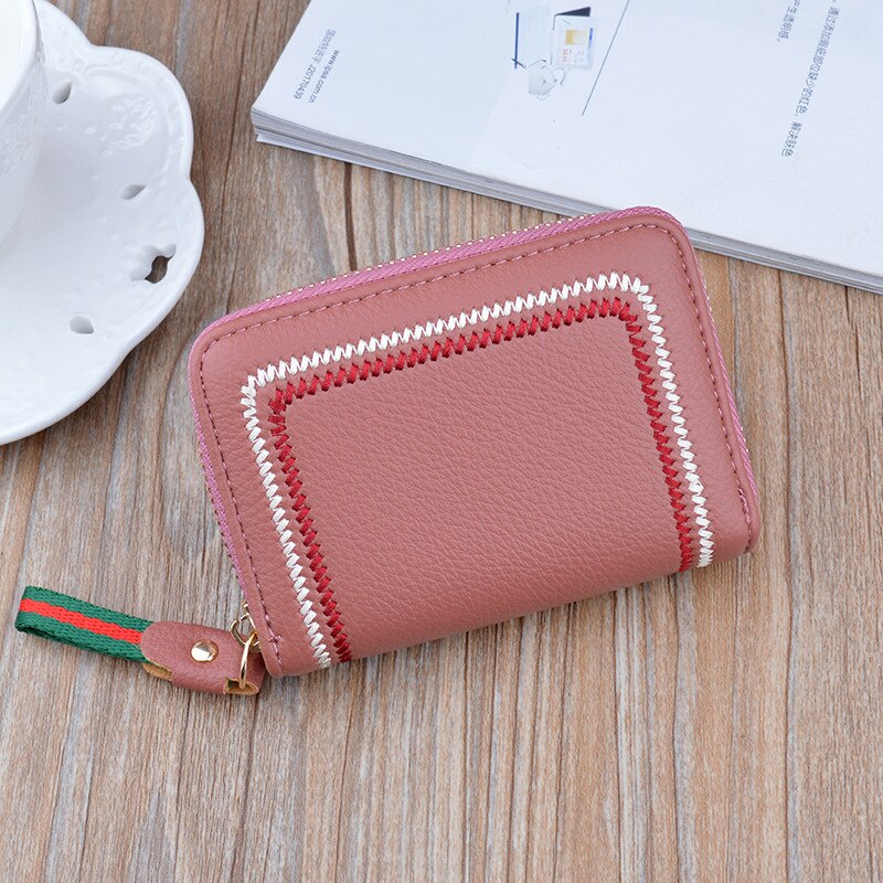 Soft Leather Wallet Ladies Short Zipper Multi-card Organ Card Bag Female Student Card Holder Coin Purse Business Card Bag PU