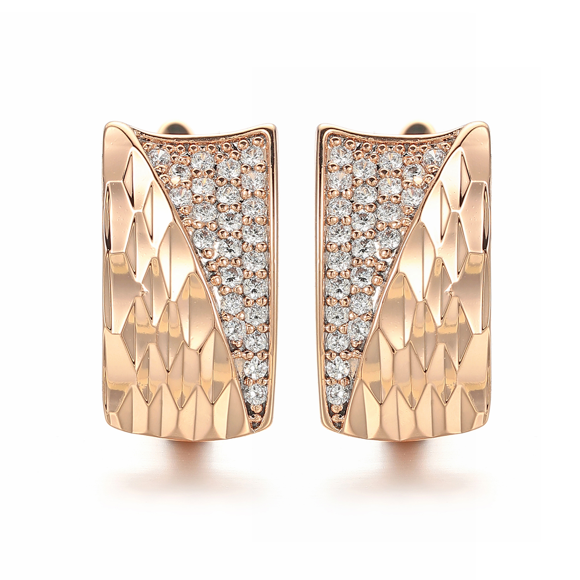 Pendientes colgantes de cristal de circón de para mujer, aretes estéticos de redondos huecos de Color dorado, de joyería: COLOR ORO ROSADO