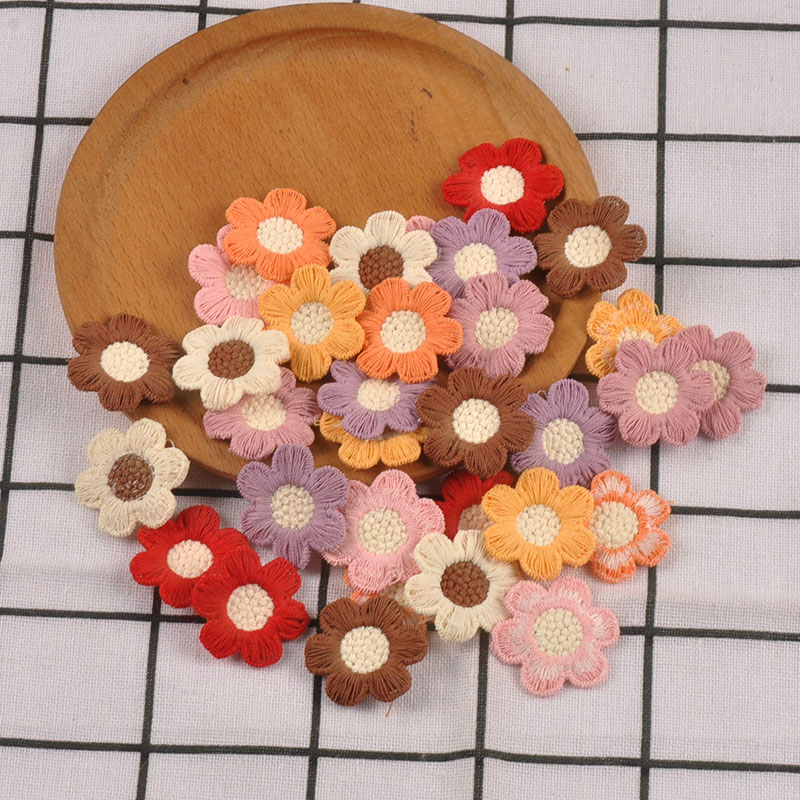20 piezas 31mm clásico colorido bordado flor parches ropa horquilla apliques accesorios de costura DIY artesanías de álbum de recortes