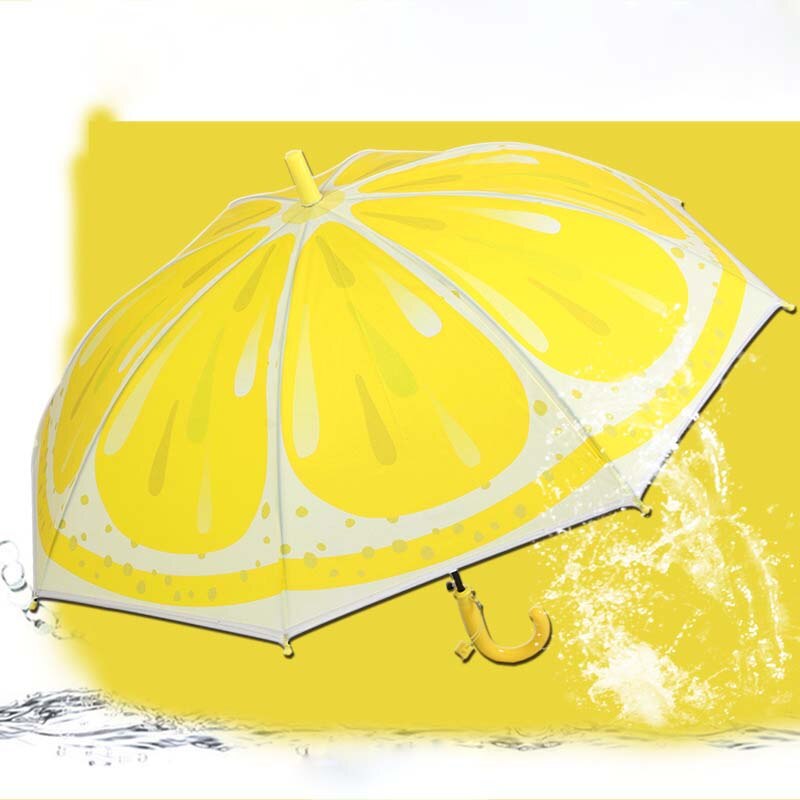Frugt paraply dejlig nyhedsartikel barn solrig regnfuld paraply udendørs vindtæt stærk langhånds prinsesse prins paraply: Citron