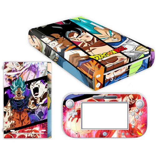 Pegatina de piel de Super Dragon Ball Z Goku para Nintendo Wii U funda de consola con controles remotos para Nintend wii u etiqueta engomada: YS-WIIU-0009