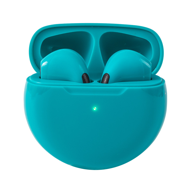Pro 6 tws bluetooth-øretelefoner trådløse bluetooth-headset støydempende ørepropper med mikrofon pro 6 trådløse hodetelefoner for iphone: Blå
