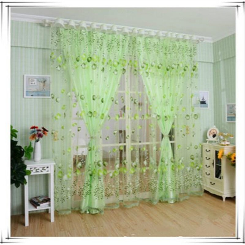 Tende moderne in Tulle per soggiorno tende viola per bambini camera da letto porta tende da cucina corte tende Creative: Green