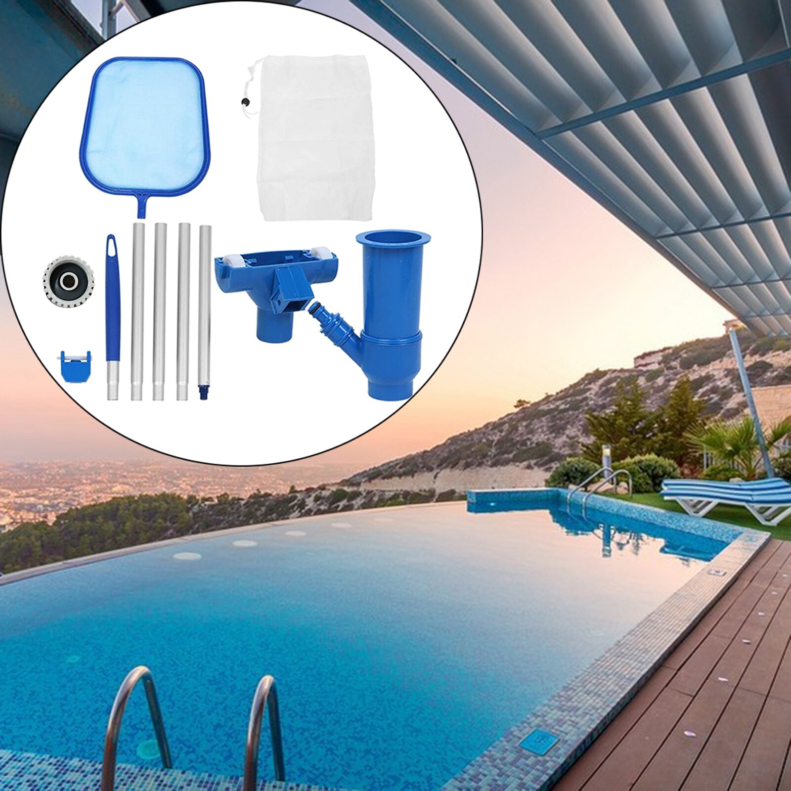 Pool Cleaning Set Swimming Pool Cleaning Tools Maintenance Above Ground Pool Skimmer Net Vacuum Cleaner Tool Set Gadgets