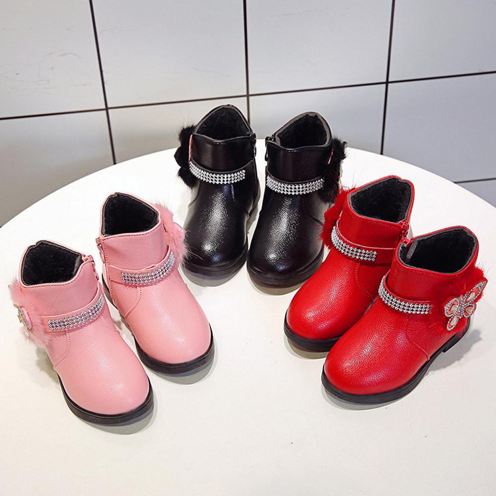 Botas Martin de cuero para niña, zapatos para niña, botas cálidas antideslizantes, botas de fondo suave a la , zapatillas de deporte para niño
