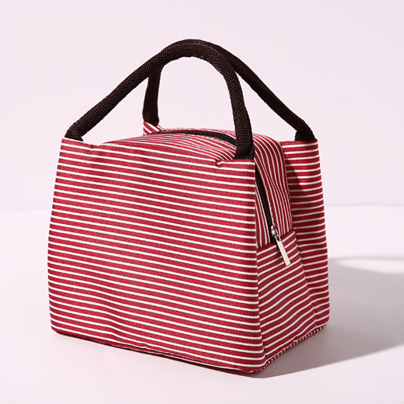 Stripe Women's Kids Lunch Bags Waterproof Insulated Picnic Foods Storage Container Handbag Thermal Lunch Box Cooler Bags: Beige