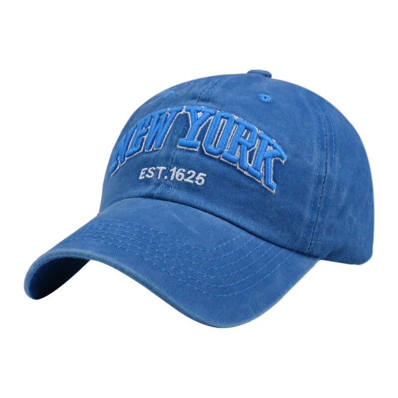 FOXMOTHER-Gorra vaquera negra de algodón con letras bordadas para hombre y mujer, sombrero deportivo con letras bordadas de YORK, utdoor, unisex: Azul