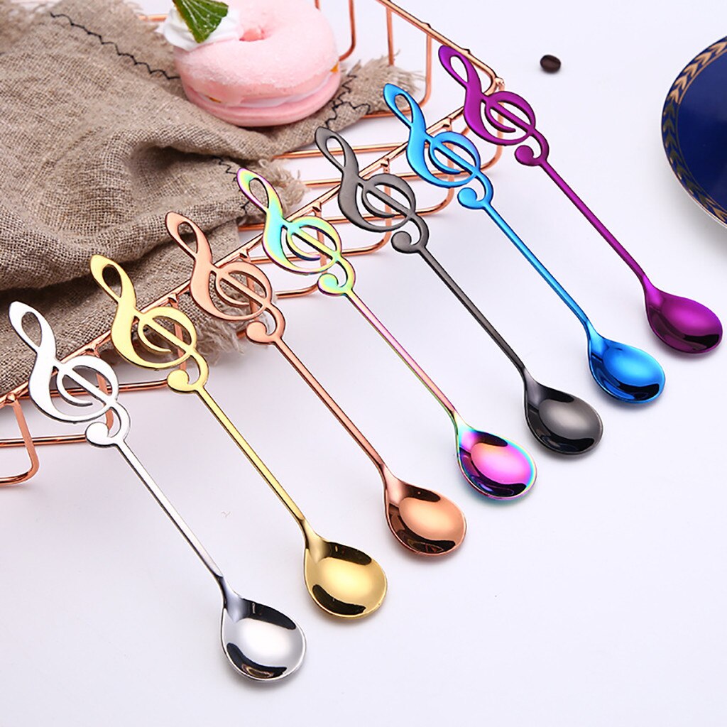 Colorful Spoon Handle Spoons Flatware Ice Cream Drinking Tools Kitchen Gadget Flatware Coffee Drinking Tools Colorful Spoon