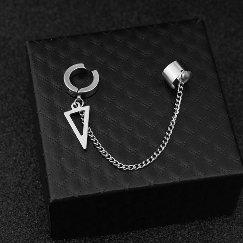 acier inoxydable oreille chaîne clé serrure lame pendentif hommes femmes boucle d'oreille couleur