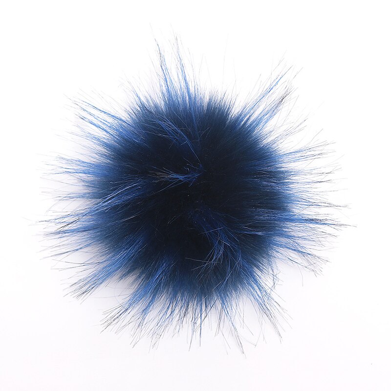 Pompons artificiels 10cm pour chapeau et bonnet d'hiver | Avec bouton en fourrure de raton laveur, Pom Poms en boule pour femmes et enfants, fournitures de bonnets: navy blue