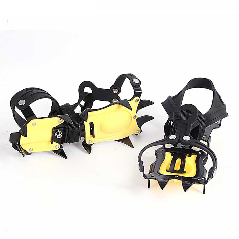 Non-Slip Device Climbing Gear Mountaineering Manganese Steel 10 Teeth Crampons Snow Shoe Grippers Adjustable Crampons Ice Climbi: yellow