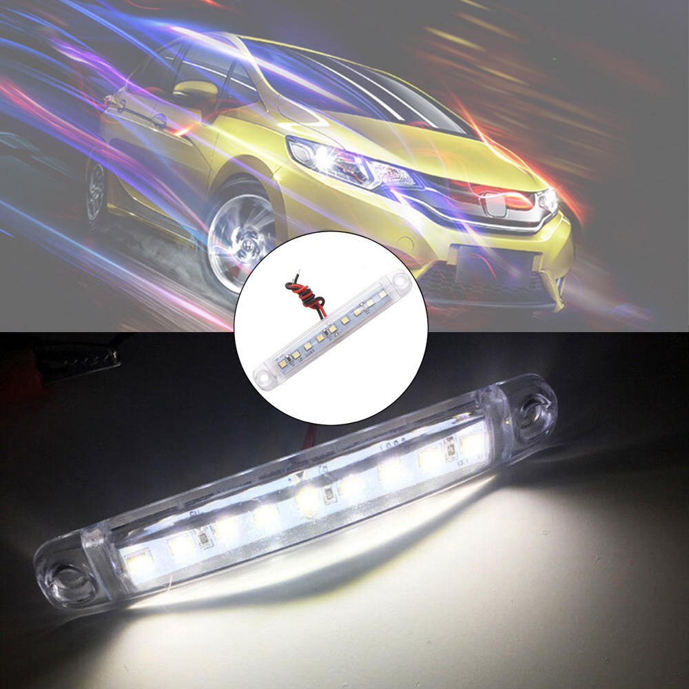 10 st vit bil yttre ljus 24v 9 smd led auto bil buss lastbil vagnar sidomarkör blinkers släpvagn ljus bakre sidoljus