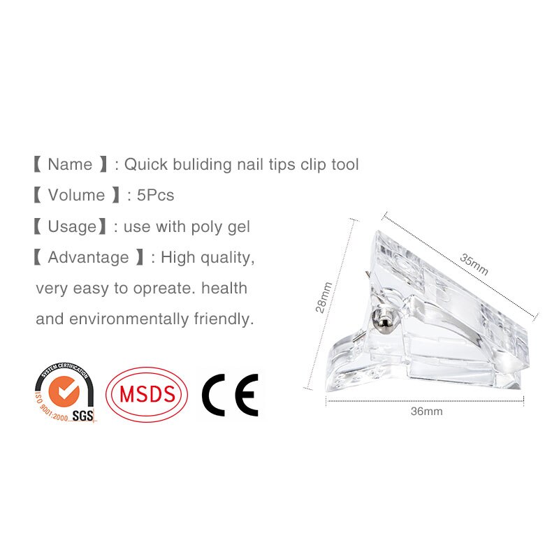 BUKAKI 5 pièces Pinces À Ongles pour Poly Gel Rapide Bâtiment 12 pièces Ongles Formes Poly Gel Kit Ongles Extension D'art Manucure Outils Ensemble
