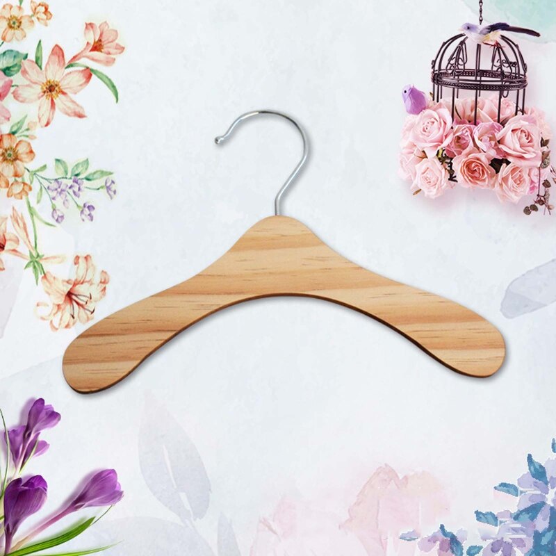 10Pcs Practical Non-Slip Wooden Dolls Clothes Hangers Coat Dress Jacket Organization Shelf Doll Accessories