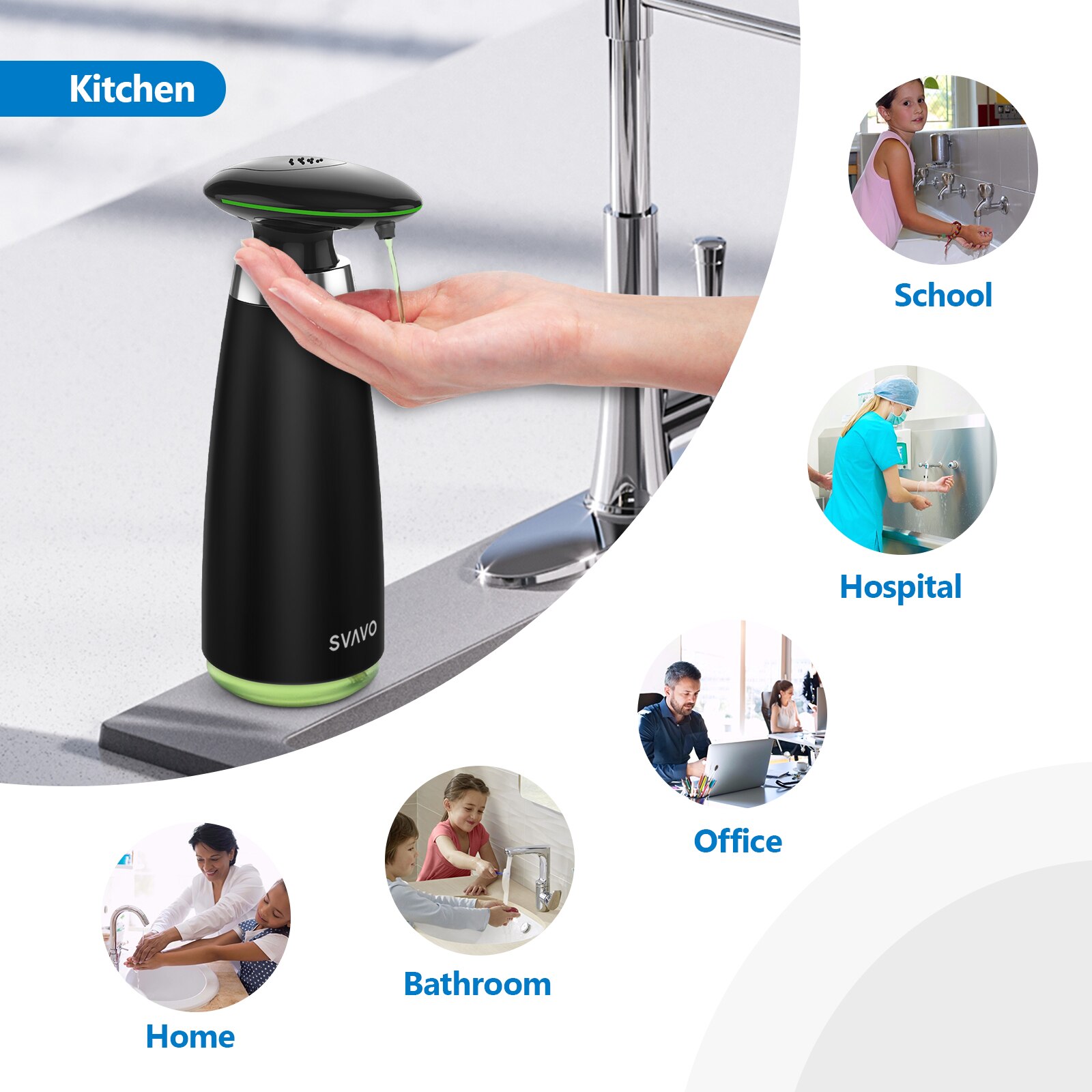SVAVO 350ml Automatische Seife Spender Infrarot Touchless Bewegung Badezimmer Spender Clever Sensor Flüssigkeit Seife Spender für Küche